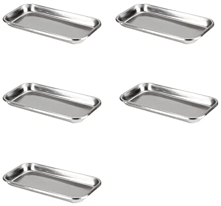 5 pièces Plateau en Acier Inoxydable, Plateau INOX Rectangulaire, Plateaux Médical Rectangulaire INOX, plateau Tatouage Inoxydable, Plateau de Laboratoire Pour Les Tatouages Chirurgie Dentaire