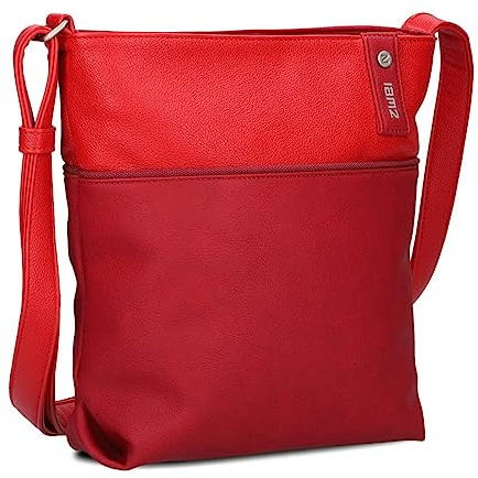 Zwei Damen Umhängetasche JANA J10 Crossbody Bag 5 Liter Handtasche im Bicolor-Design + passender Kosmetikbeutel/Geldbeutel gratis