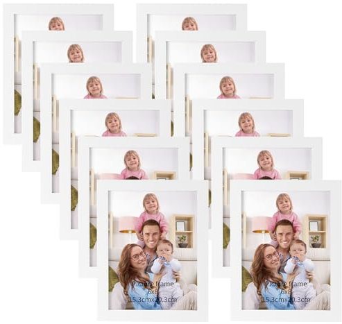 Giftgarden 12 Stück Bilderrahmen Set 15x20 cm, Weiß Fotorahmen für 20x15cm Fotos oder Bilder, Wand- oder Tischaufsteller für Wohnzimmer Schlafzimmer Büros