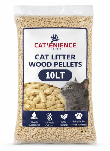Catvenience Litière en granulés de bois pour chat 10 l | Contrôle supérieur des odeurs | Très absorbant l'humidité | Respectueux de l'environnement et douce pour votre ami félin | 10 l/5 kg
