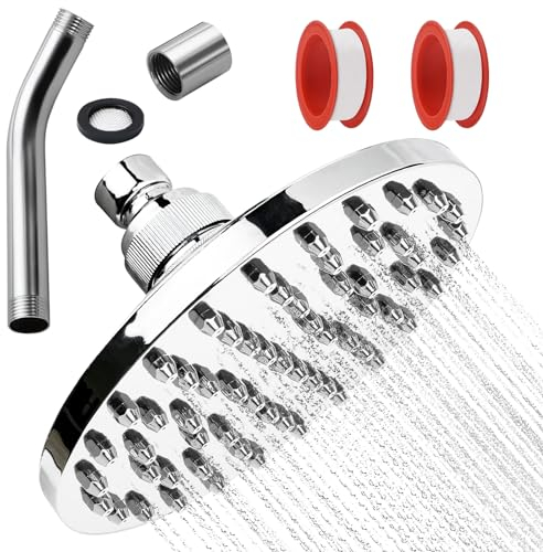 cersaty Set doccia a pioggia regolabile a 360°, soffione doccia a pioggia in ABS, con 2 nastri filettati per hotel, casa, bagno (15 x 9 cm)