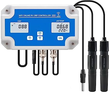 Gsrimgratoe Smart WiFi Online Meter pH ORP Temp Aquarium Wassertester Quality Tester Monitor Controller für Pool Spa EU Plug