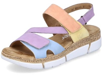 Rieker Damen Plateausandalen V2366, Frauen Sandalen,bequem,Sommerschuhe,Freizeitschuhe,offene Schuhe,Strandschuhe,Multi (90),38 EU / 5 UK
