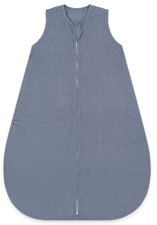 emma & noah Baby Schlafsack 0.5 TOG, Leinen Schlafsack für den Sommer, 100% Leinen, OEKO-TEX Zertifiziert, Atmungsaktiv und Leicht, Strampelsack für Neugeborene (Essential Blau, 100 cm)