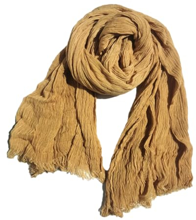 REHJJDFD Herren-Schal aus Baumwoll-Leinen, warm, weich, mit Quasten, einfarbig, lässiger Schal, gelb, One size