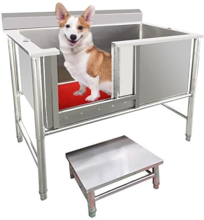 Hundebadewanne,Waschstation Für Hunde Und Katzen Aus Edelstahl,Hundepflegewanne,Badestation Für Hunde,Hundebadewanne,Hundewaschstation Für Große,Mittlere Und Kleine Haustiere,Waschbecken(40in/100cm)