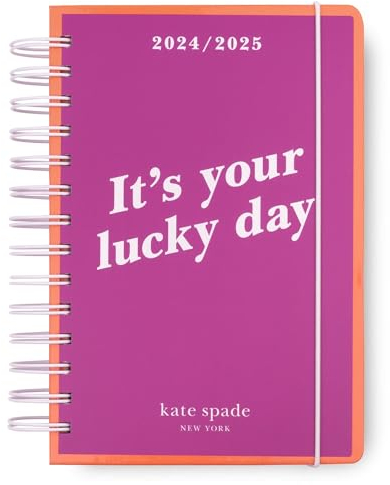 Kate Spade New York Planer 2024-2025 Wochen- und Monatsplaner Mittelplaner August 2024 - Dezember 2025, Hardcover Spiralplaner, Tagesplaner mit Monatskalender, Aufklebern, Taschen, Your Lucky Day
