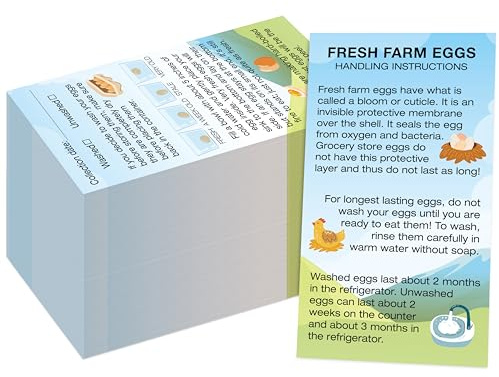 200 PCS Egg Handling Instruction Cards, Double-Sided Printing Egg Stamps with Washed/Unwashed Fresh Egg Care Accessories Card Labels for Farm Fresh Eggs (3.5” x 2”, Rustic Style)