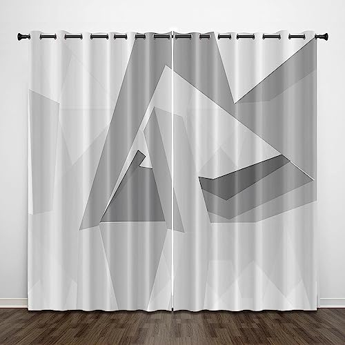 Schattierung Vorhänge 2Er Set 3D Geometrisch Grau Druck Isolierung Schalldichte Kinder Gardinen Blickdicht Mit Ösen Vorhang Fenster Für Wohnzimmer Schlafzimmer Balkon 2 X 85 X 200 Cm -4T4J1S1E0L7Z7Z4V