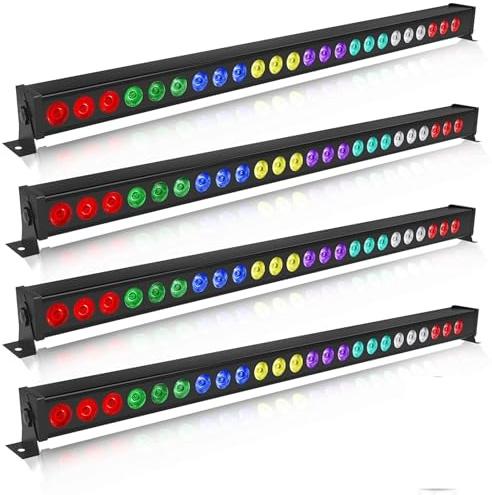 UKing LED Wall Wash Luci da DJ 24 x 3W LED Bar RGB Effetto Luce da Discoteca Illuminazione Strobo dmx Controllata da Musica per Luci da Palco per DJ Party, 4 PCS (Senza telecomando)