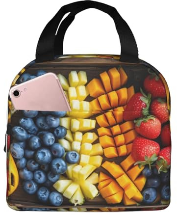 VOSERY Bolsa de almuerzo, lonchera para mujeres, hombres y adultos, plato de frutas de Halloween, bolsa de almuerzo aislada, bolsa de almuerzo a prueba de fugas, reutilizable, gran capacidad, bolsa de