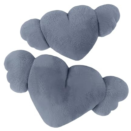 Generisch Coussin en forme d'ailes d'ange en peluche - 2 appuie-tête - Doux et confortable - Adorable coussin de voiture confortable pour chambre, voiture, hôtel, chambre à coucher