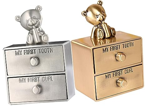 ifundom 2 Stück Zahnbox Metall Aufbewahrungsbox Für Milchzähne Und Locken Kompakt Stabil Doppellagig Für Neugeborene Jungen Und Mädchen