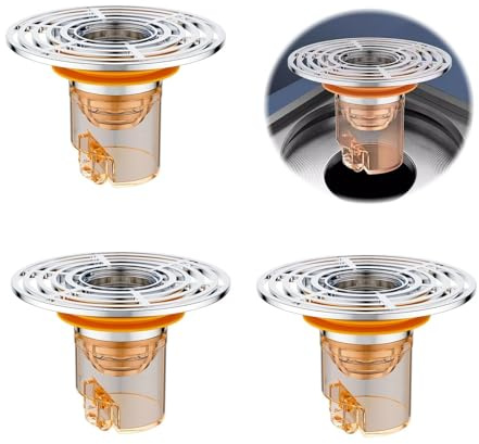 DINGFENG 3 Geruchsverschluss Bodenablauf Dusche Abfluss Stopfen | Geruchsstopper mit Gummiring universal für Löcher 27-59mm gegen Geruch