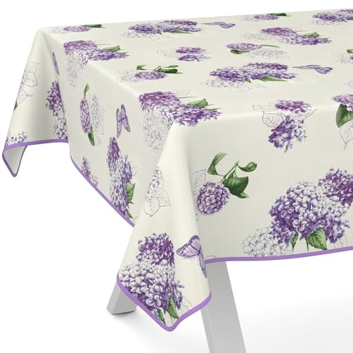Vaxduk vaxduk bordsduk tvättbar trädgårdsduk rund oval kantig 100 x 140 cm med fåll (kantad syrenblommor