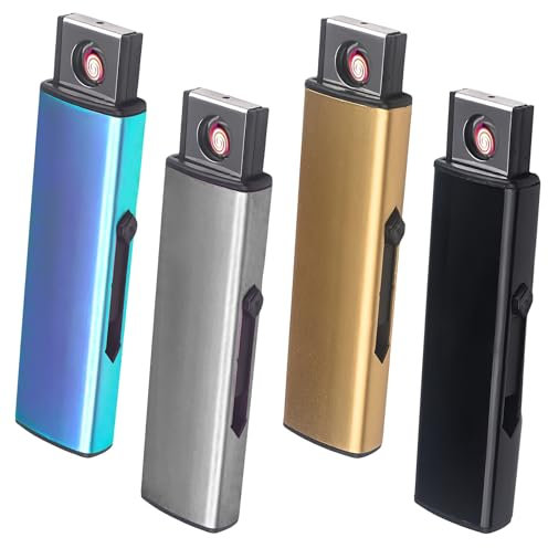 GOEDCH 4 accendini elettronici: accendino elettrico antivento con connettore USB, accensione a due lati, accendini USB, mini zeu elettrico per cucina, barbecue, campeggio (senza gas)
