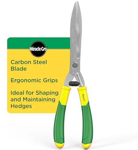 Miracle-Gro 18 in. Wavy Blade Hedge Shears – Lawn and Yard Tool with Sharp Carbon Steel Blades for Trimming Borders, Shaping Bushes, and Shaping/Trimming Hedges, Shrubs