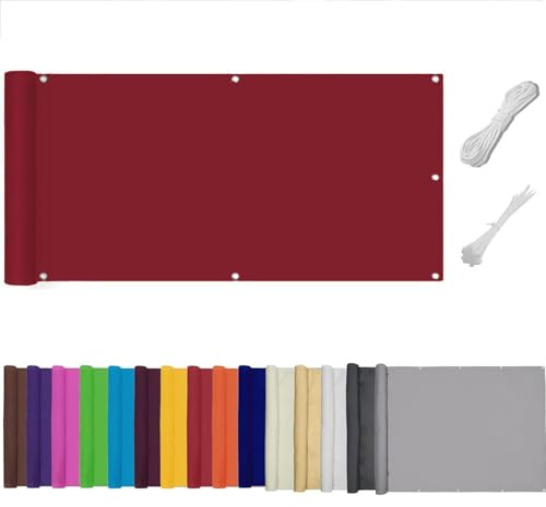 Frangivisto Balcone per Protezione,Schermo Privacy,Impermeabile Copri Ringhiera Balcone Privacy UV, Impermeabile,Resistente al Vento,per Balcone Giardino terrazza (Rosso,0.9x10m)