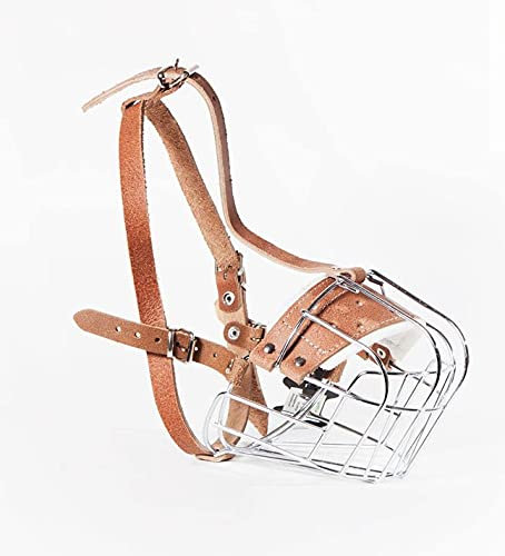 L&J Pets Uk Metall Maulkorb für Amerikanisch Bulldogge & ähnliche große Hunde – Sicher, Bequem & Verstellbar (R4, Silber/Braun)