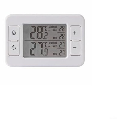 Lastdaytime Dual Sensor Wireless Thermometer System, Wireless Indoor Outdoor Thermometer with 2 Sensors for Refrigerator Freezer, Wine Cellar, RV Monitoring