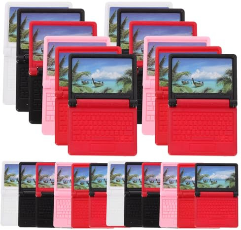 ERINGOGO 24pcs Mini Laptop Toy for Dolls Miniature Laptops for Dollhouse Decoration and Play Design for Boys and Girls Imaginative Adventures