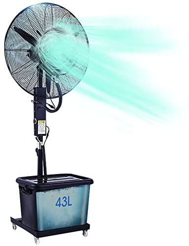 Ventilatore a piantana oscillante con nebulizzatore, ventilatore nebulizzatore regolabile in altezza con oscillazione a 90°, 3 velocità di raffreddamento e serbatoio da 12 galloni, nebulizzatore nero
