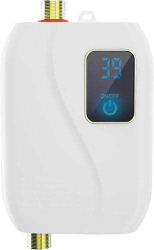 3000W Instant Water Heater, Tankless Electric Water Heater with LCD Display, Energy Efficient Inline Unit for Shower or Under Sink Installation