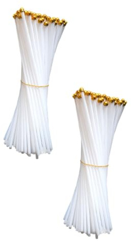 WEKADRIN 100pcs Hand-cranked Plastic Flagpoles Flag Caps for Sports Events Lightweight 30cm White Poles Handheld Flag Supplies for Competitions and Celebrations