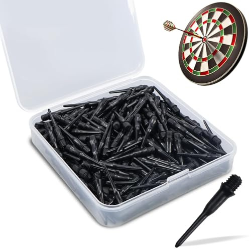 Frypay Dartspitzen Kunststoff Dart Spitzen Soft Ersatzspitze Nicht Leicht zu Brechen und Stabil 200 Stück Schwarz für Dartpfeile mit Kunststoffspitze
