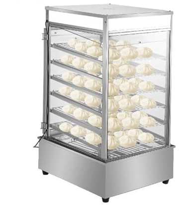 900W Commercial Electric Bun Steamer — 5-Tier Stainless Steel Food Warmer with Adjustable Temperature Control for Steamed Buns, Bao & Dim Sum