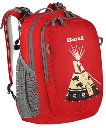 BOLL SIOUX 15 Teepee Kinderrucksack ab 125 cm – Leichter 480 g Rucksack für Kinder 15L Ergonomisch mit Reflektierenden Elementen Ideal für Schule, Tagesausflüge & Freizeit (TEEPEE, Truered)