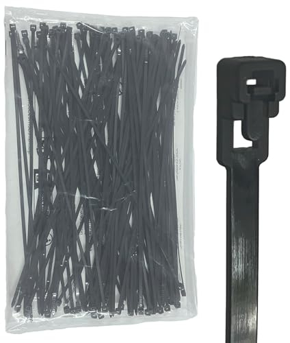 EzySup Reusable Zip Ties Heavy Duty for Outdoor Use,300mm x 4.8mm,100 Pieces,Black