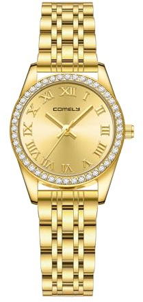 CIVO Armbanduhr Damen Analog Edelstahl: Retro Wasserdicht Damenuhr Gold mit Römische Ziffern - Diamant Quartz Damenarmbanduhr - Elegant Geschenke für Frauen