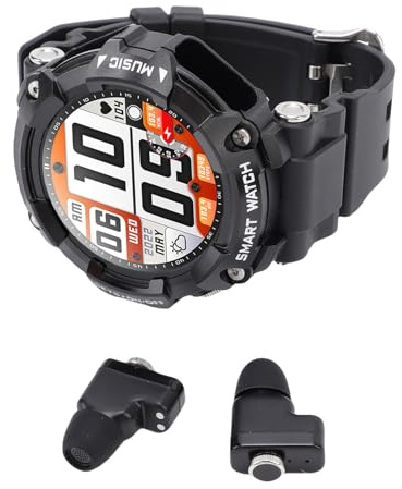 Keenso Montre Intelligente avec écouteurs, écran 1,52 Pouces NFC Fitness Tracker Smartwatch pour iOS Android (Black)