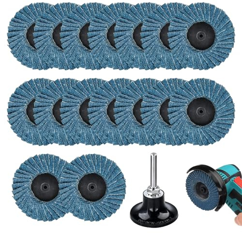 17 Stück Fächerscheiben für Bohrmaschine, 50mm Schleifscheiben Pad Kit 2 Zoll Fächerscheibe für Bohrmaschine Körnung 40/60/80/120 mit 6,35mm Adapter Fächerschleifer für Edelstahl Metall Holz