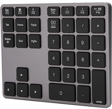 Teclado Numérico Mini Teclado Inalámbrico para Mac, Ultrafino de 35 Teclas para Oficina, Hogar, Aleación de Aluminio (Gris Hierro)