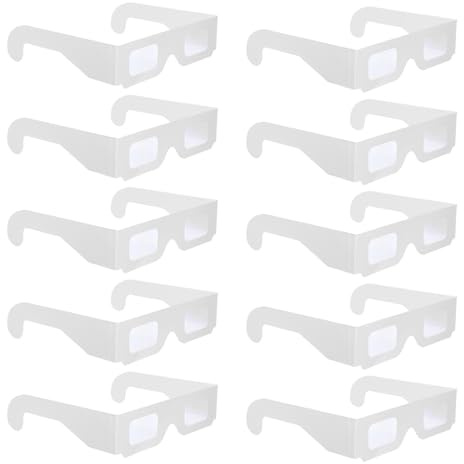 KALLORY Gafas 3D de Papel Blancas 25 Unidades Montura de Gafas de Fiesta para Festivales Efecto de Difracción para Eventos Interiores y Exteriores