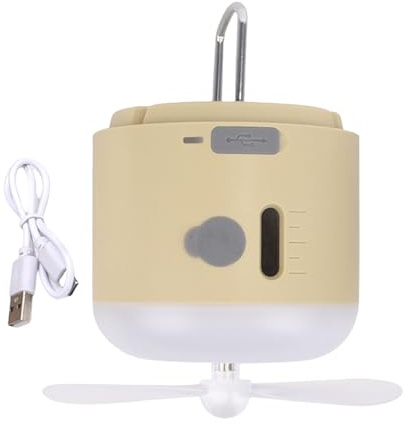 Oxxggkao Lampe de camping USB de type C et ventilateur avec deux réglages de vitesse et quatre niveaux de luminosité, multi-usages, ventilateur répulsif 4 en 1