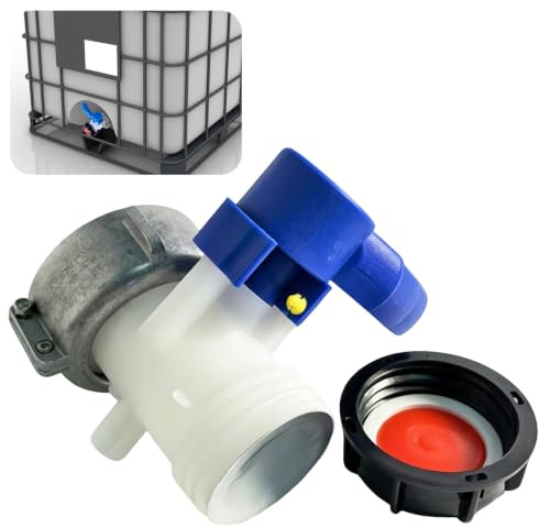 LUYIEDHA Robinet Cuve 1000L Adaptateur Cuve 1000L DN50 (75mm), Raccord de Cuve IBC, Valve de vidange et connecteur Papillon, Connecteur Fileté pour Conteneur Chimique/Eau (A)