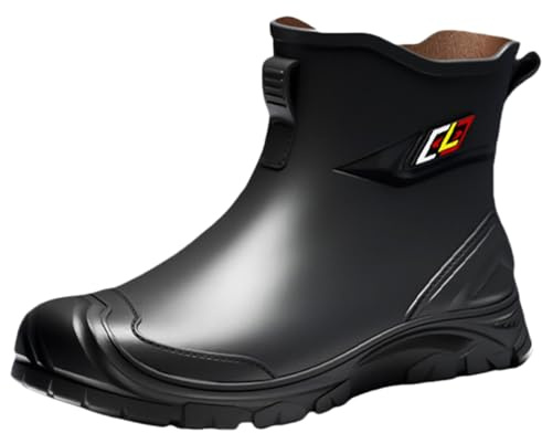 Generisch Zapatos Hombre Zapatillas Negro Botas para Hombre - Botas de goma de PVC antideslizantes con plantilla acolchada - Zapatos de trabajo para pesca, jardinería y navegación, zapatos para hombre
