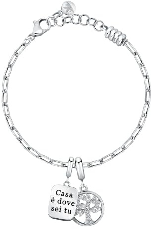 Morellato Drops Bracciale da Donna Pendente | Acciaio, Color Argento, Cristalli, Misura 16 + 3 cm, Albero della vita, SCZ1467