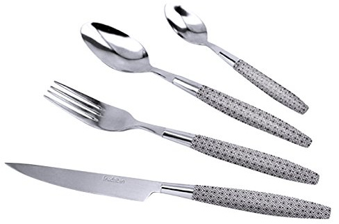 Ménagère CALICOT SQUARE avec 16 Pièces Acier Inoxydable Blanc/Noir