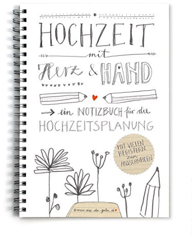 Eine der Guten Hochzeitsplaner, A5 Weddingplaner Notizbuch (kein Ratgeber) mit Registern zum selbst Ausschneiden, grau weiß beige