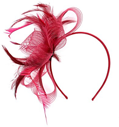 LONTG Fascinator Damen Mädchen Haarspange Feder Blumen Haarklammer Tea Party Kirche Haarreif Hochzeit Brautschleier Vintage Haarschmuck Mesh Stirnband mit Hair Clip für Halloween Fasching Karneval