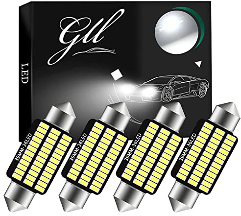 GLL 4st 39MM C5W Canbus Vit Festoon Interiör LED Lampor med 36 3014 SMD chips för Bilens Inre Kupol, Dörr Och Registreringsskyltbelysning