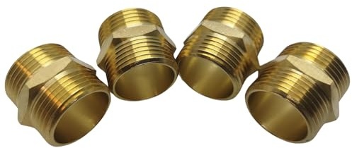 4er Set Messing Doppelnippel, 1/2, 3/4, 1 Zoll Außengewinde, robuste und langlebige Verbindungsteile für Rohrleitungen, ideal für Sanitär- und Heimwerkerprojekte (1 Zoll)