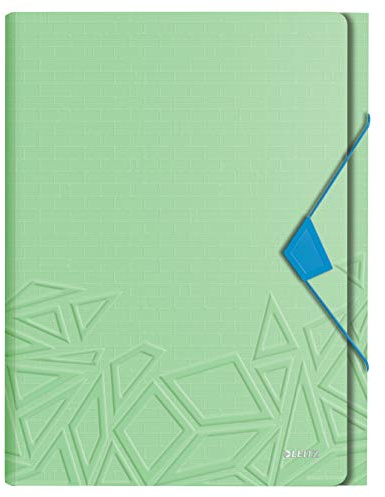 Leitz Projektmappe in A4 Format, 5 Fächer, Gummibandverschluss, Kapazität für 250 Blatt, Grün, Urban Chic, 39970050