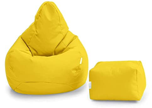 Loft 25 Gaming Sitzsack Outdoor | Gaming Sessel für den Innenbereich des Wohnzimmers im Freien | Wasserbeständig | Ergonomisches Design zur Körperunterstützung | Langlebig (Yellow, Sitzsack Set)