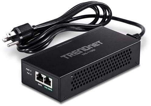 TRENDnet TPE-119GI Gigabit PoE++ Injektor, wandelt einen Nicht-PoE-Port in einen PoE++ um Gigabit, PoE (15,4 W), PoE+ (30 W) oder PoE++ (95 W), bis zu 100 m (328 .) ft, integriertes Netzteil