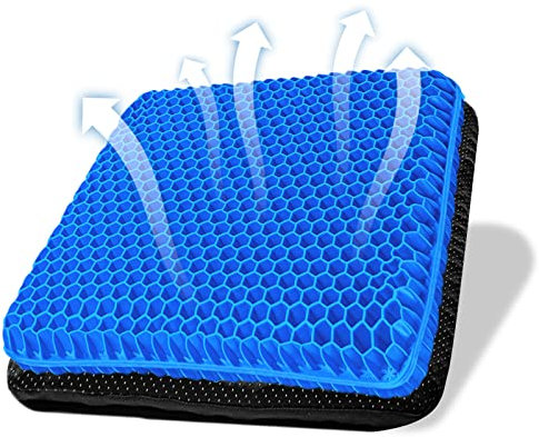 Mnixy Gel Seat Cushion, Double Thick Breathable Seat Cushion Cool Gel Cushion Honeycomb Design,Breathable Lumbar Support Chair Cushion With Non-Slip,Seat Cushion For Home Office Chair Car Wheelchair
